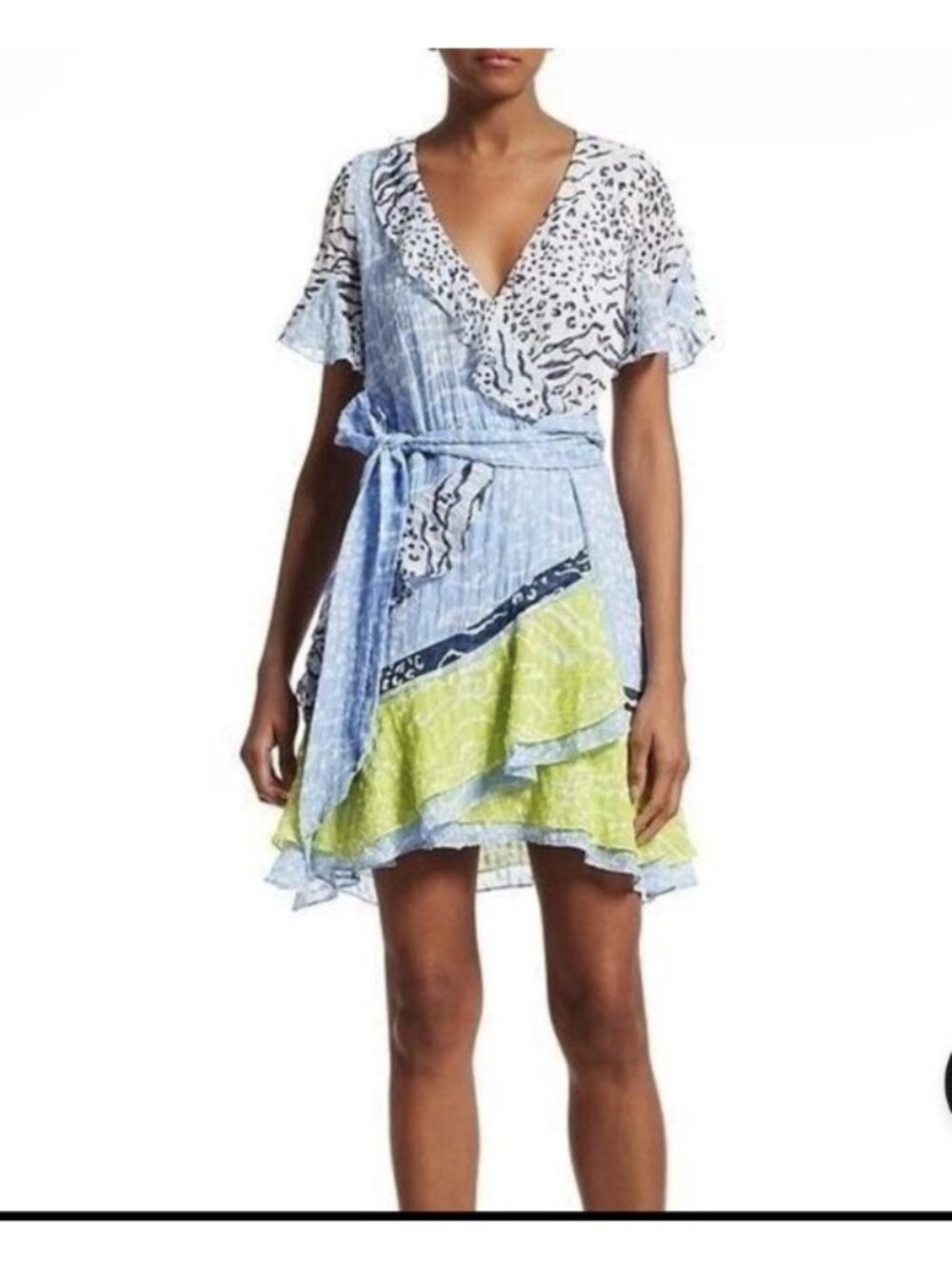 Tanya Taylor Women's Bianka II Silk Blend Mini Wrap Dress Size 2
